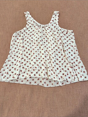 Floral med wm’s Tank Top blouse in White & Pink, sheer with echinacea flowers